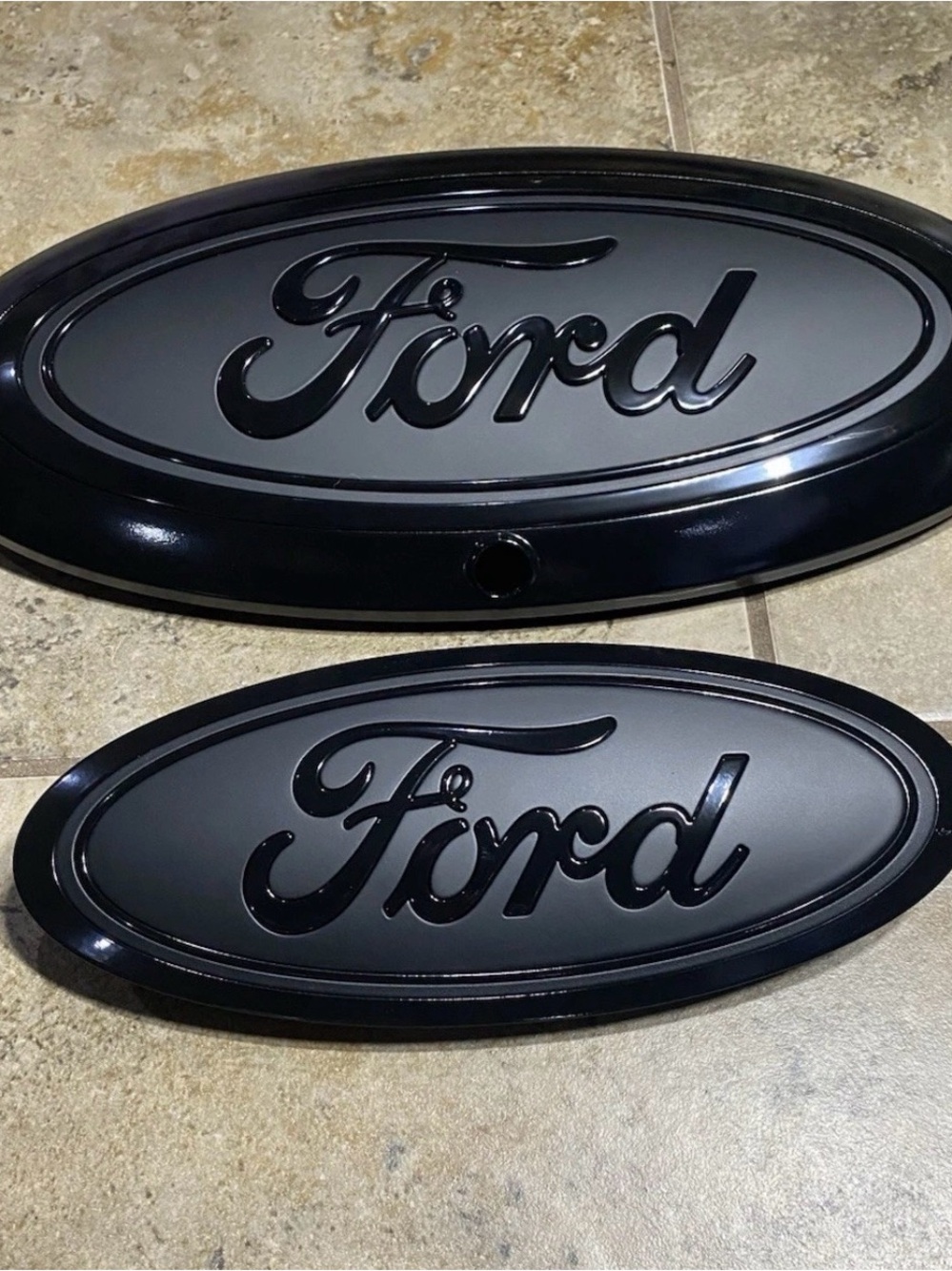 Custom Ford F250 2023-26 Front W/ Camera & Back Emblem Replacement Matte Black